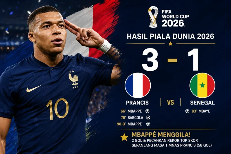 Hasil Piala Dunia 2026 Mbappé Menggila! Prancis Tumbangkan Senegal 3-1.webp